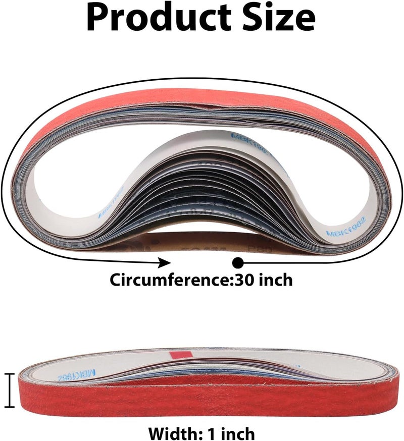 SHUTTLE GENIUS 16 Pack 1 x 30 Inch Sanding Belts, 1x30 Knife Sharpening Sanding Belts, 80/120/240/400/600/800/1000/5000 Grit Sander Belt for Knife Polishing Metalworking - Image 2